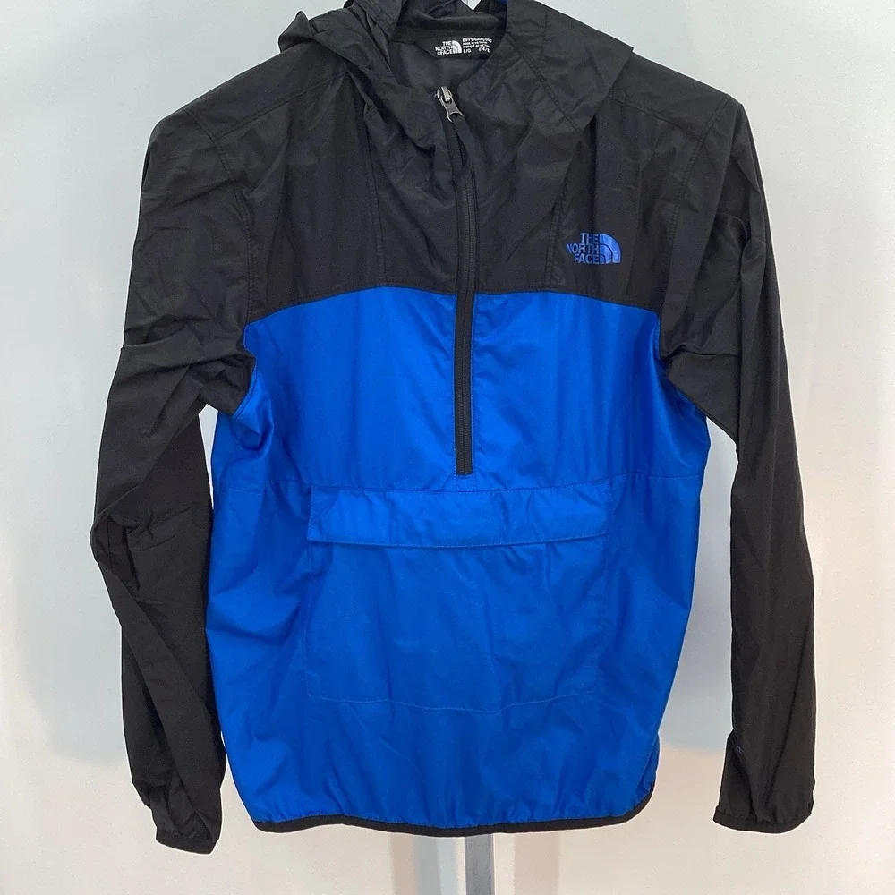 Boys The North Face Fanorak‎ Jacket pullover windbreaker- Black/Royal- Large